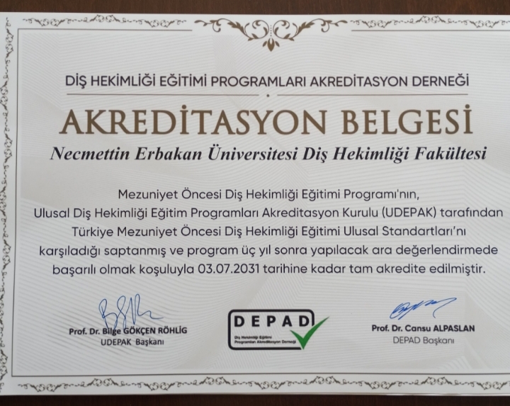 Necmettin Erbakan Ü DHF 6 yıl süre ile Akredite edilmiştir.